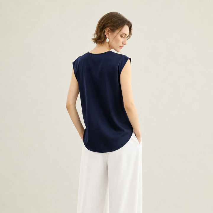 Women's Mulberry Silk Sleeveless V-Neck Blouse