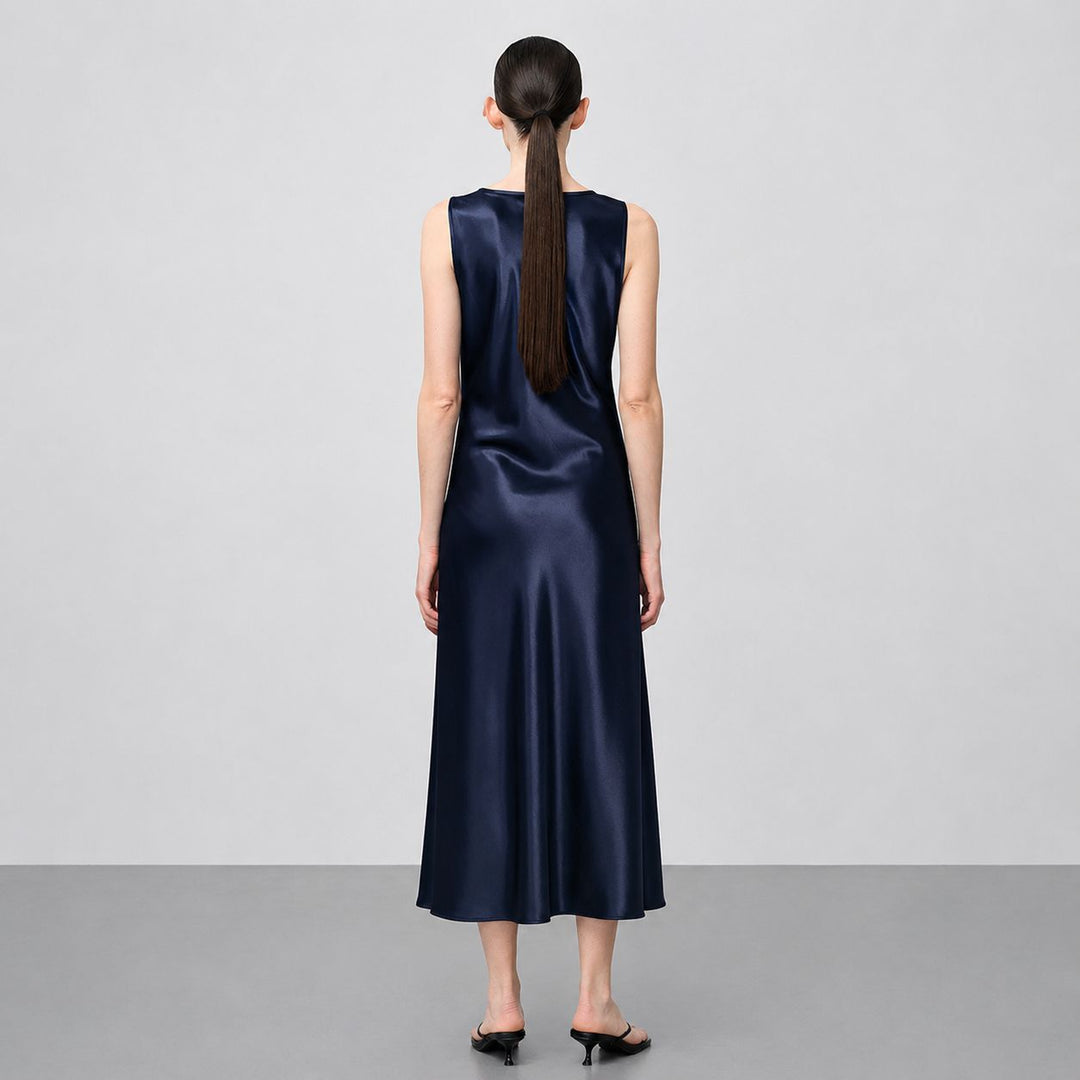 Scoop-Neck 100% Mulberry Silk Sleeveless Slip Dress