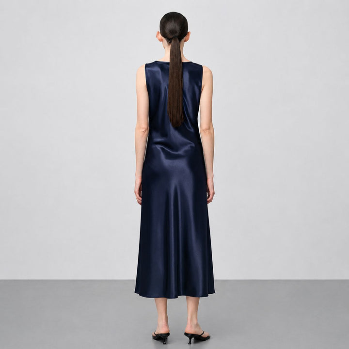 Scoop-Neck 100% Mulberry Silk Sleeveless Slip Dress