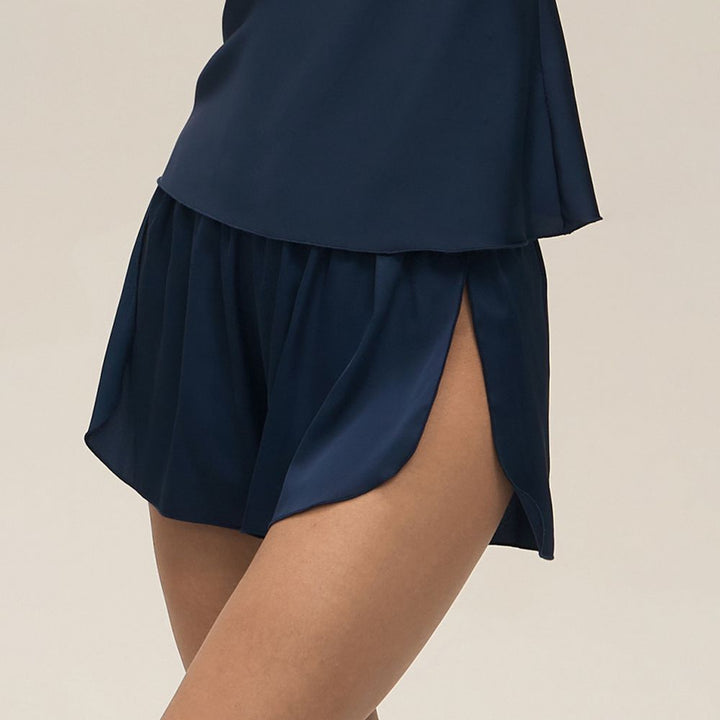22 Momme Sexy Open-Back Silk Cowl Neck Camisole Set for Women