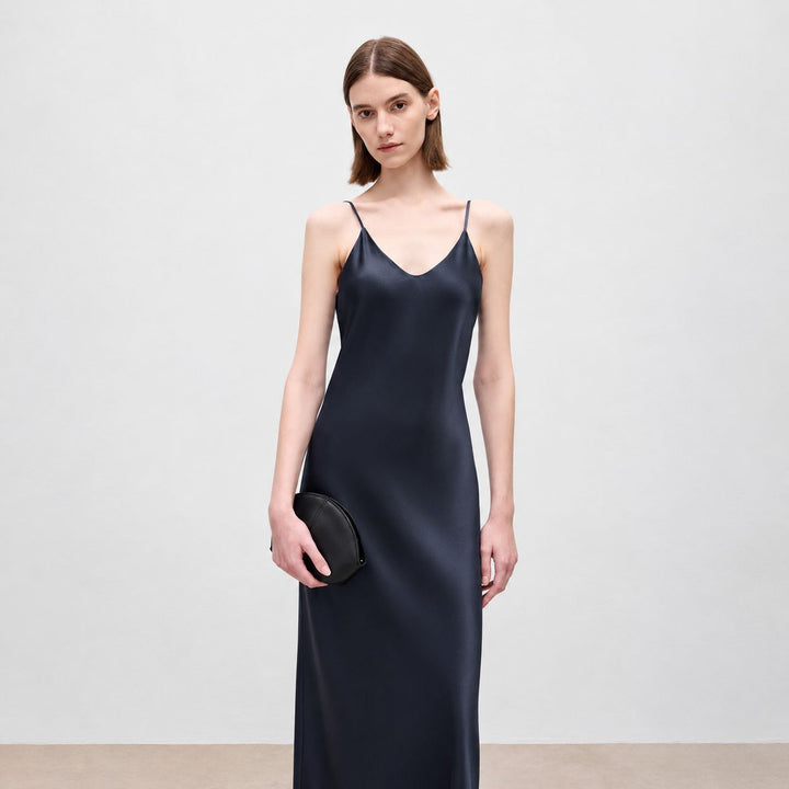 Mulberry Silk V-Neck Long Slip Dress