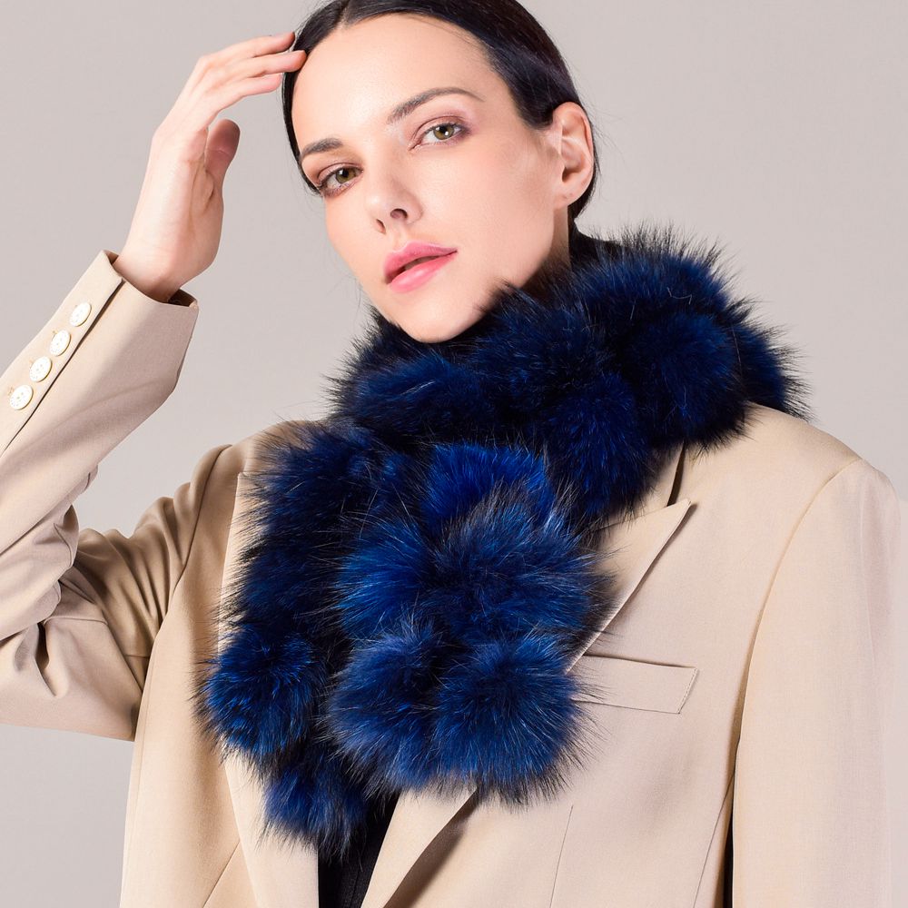 Fluffy Genuine Fox Fur Scarf Women Fashion Winter Warm Neck Wrap
