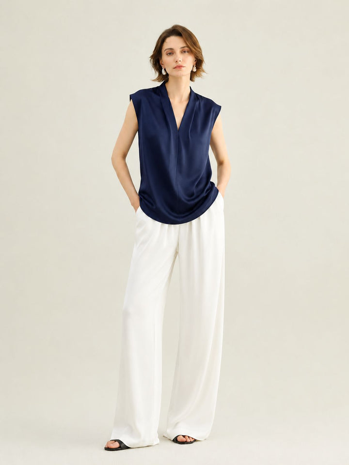 Women's Mulberry Silk Sleeveless V-Neck Blouse