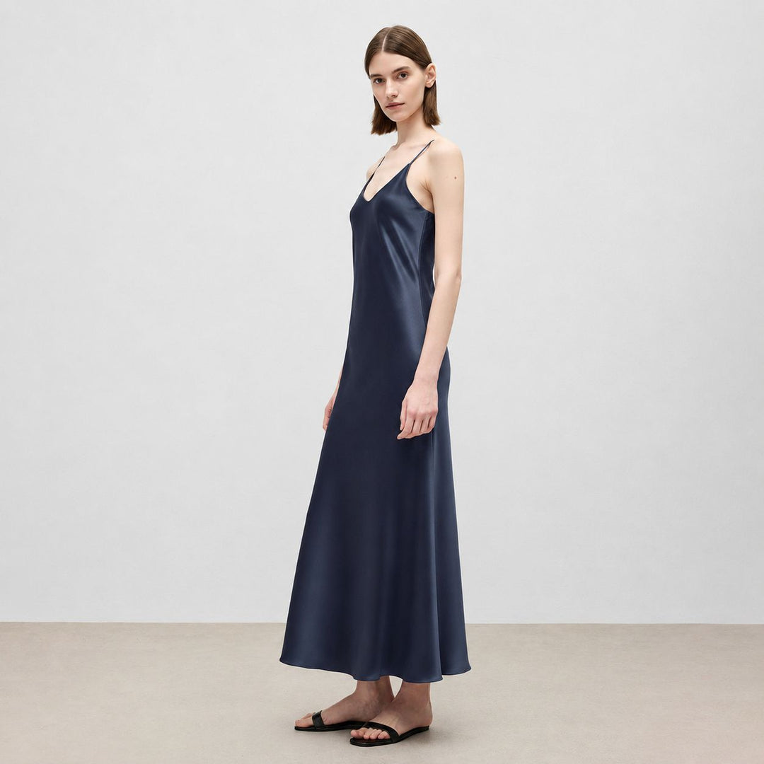Mulberry Silk V-Neck Long Slip Dress