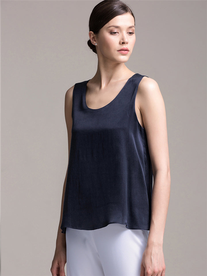 22 Momme Round Neck Silk Tank Top For Women