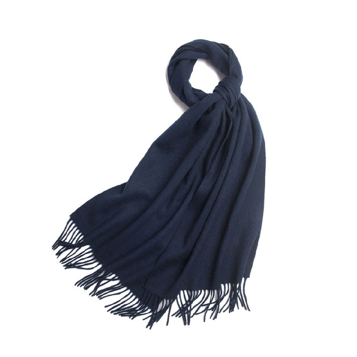 Basic Solid Color Long Cashmere Scarf with Tassels