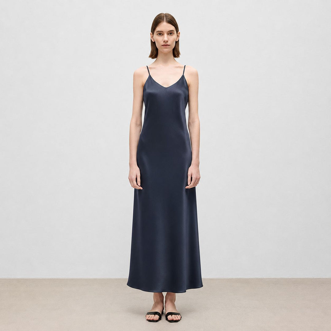 Mulberry Silk V-Neck Long Slip Dress