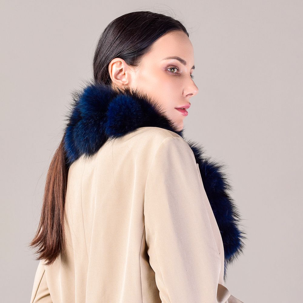 Fluffy Genuine Fox Fur Scarf Women Fashion Winter Warm Neck Wrap