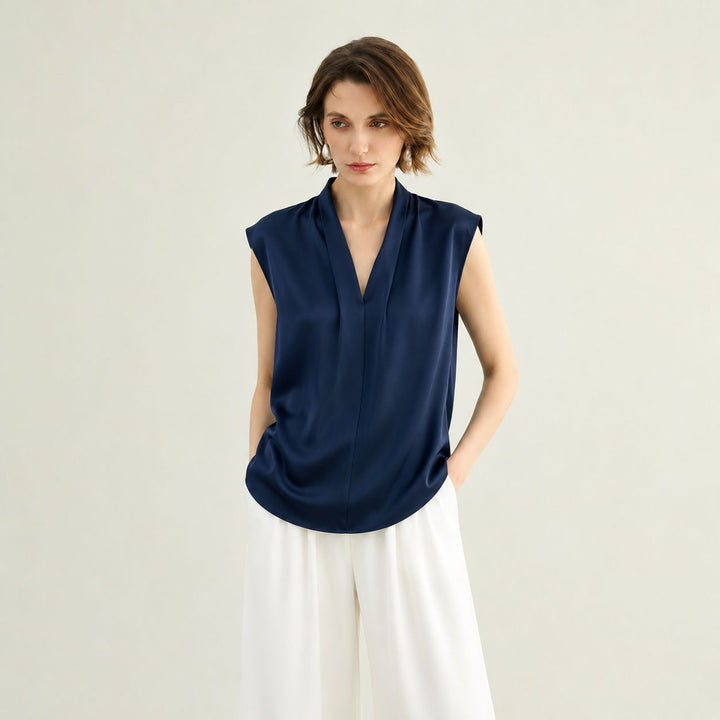 Women's Mulberry Silk Sleeveless V-Neck Blouse