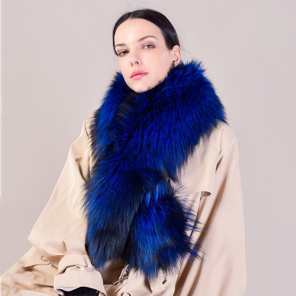 Women's Large Size Real Fox Fur Scarf Winter Luxury Warm Fur Collar