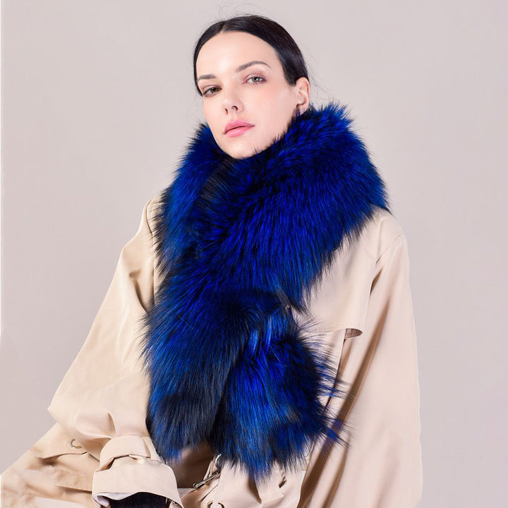 Women's Large Size Real Fox Fur Scarf Winter Luxury Warm Fur Collar