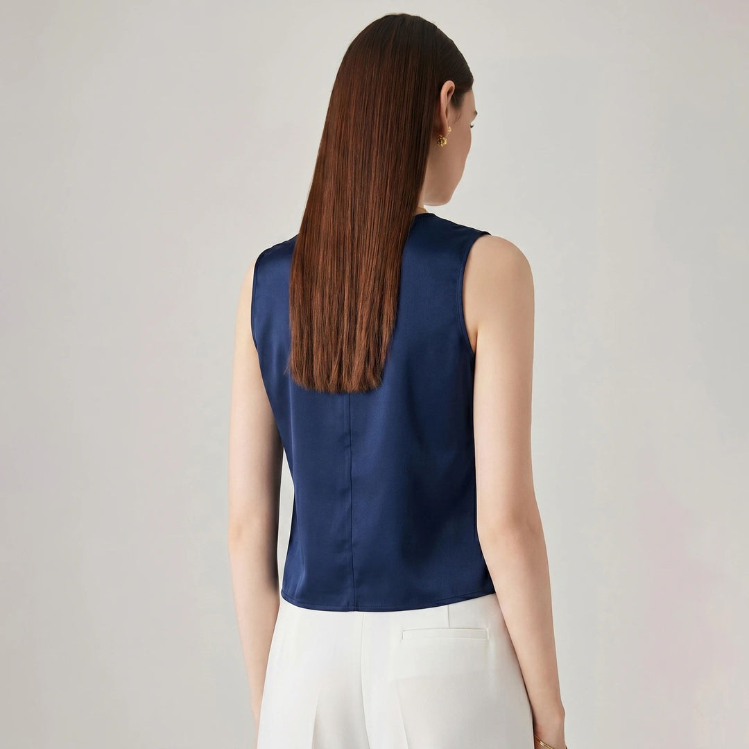 22 Momme V-Neck Sleeveless Silk Tank Top for Women