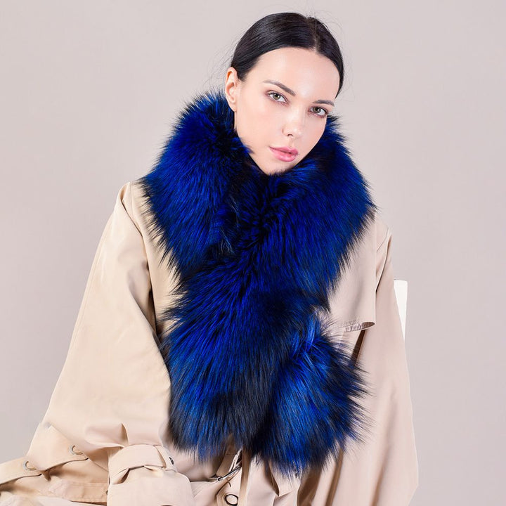 Women's Large Size Real Fox Fur Scarf Winter Luxury Warm Fur Collar