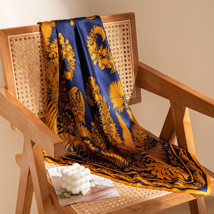 35" x 35" Floral Printed Large Silk Sqaure Scarf Women's Mulberry Silk Head Wrap