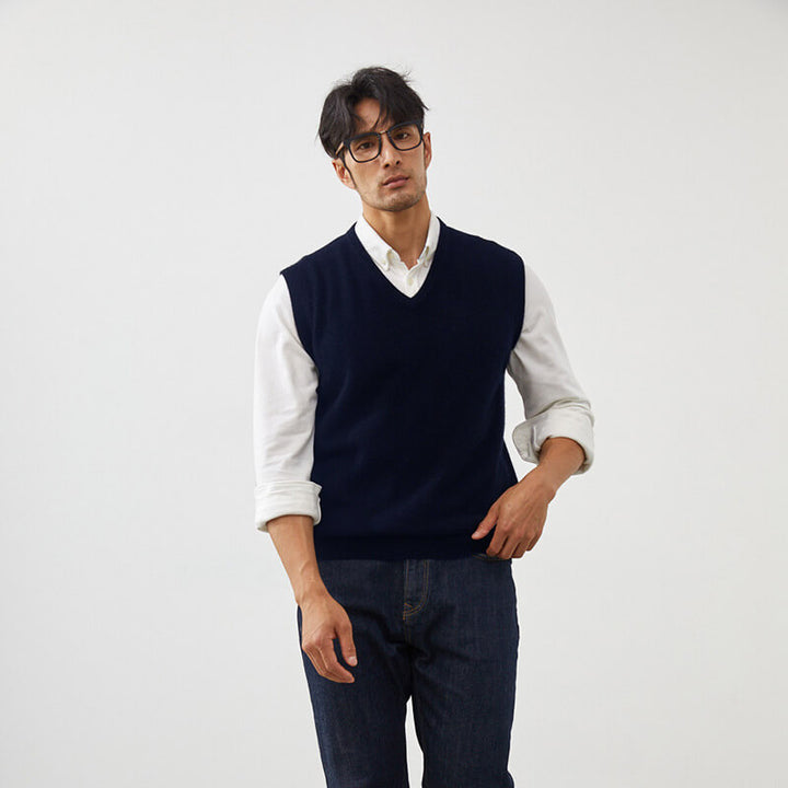 Men's Classic 100% Cashmere V-Neck Sweater Vest