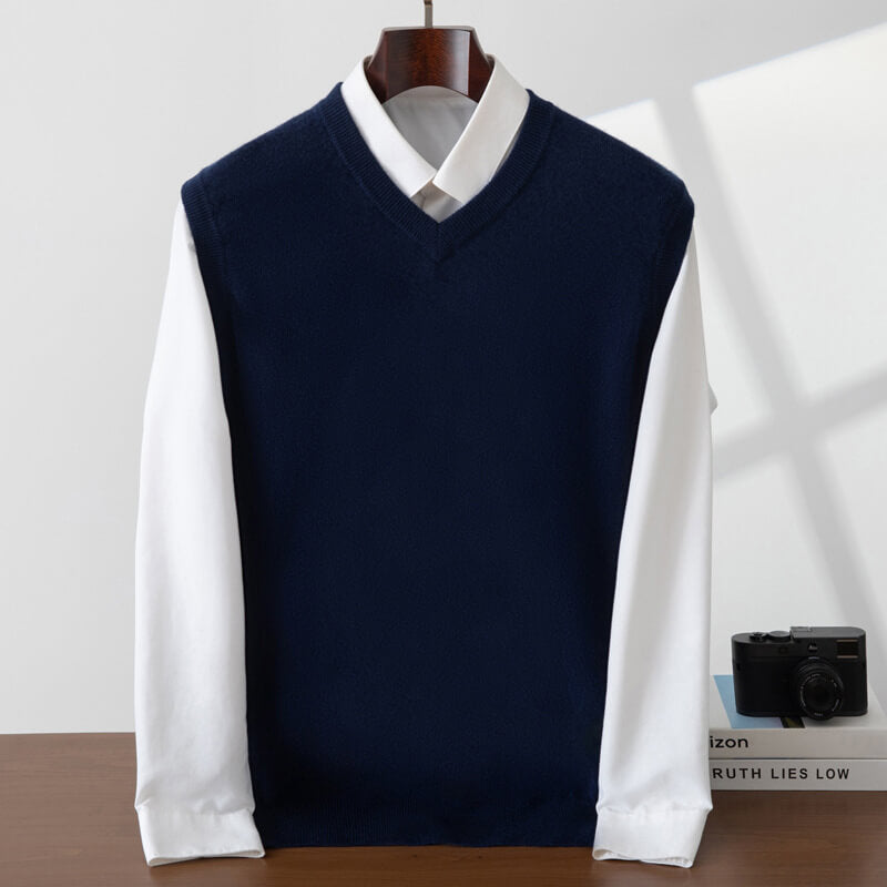 Men's Classic 100% Cashmere V-Neck Sweater Vest