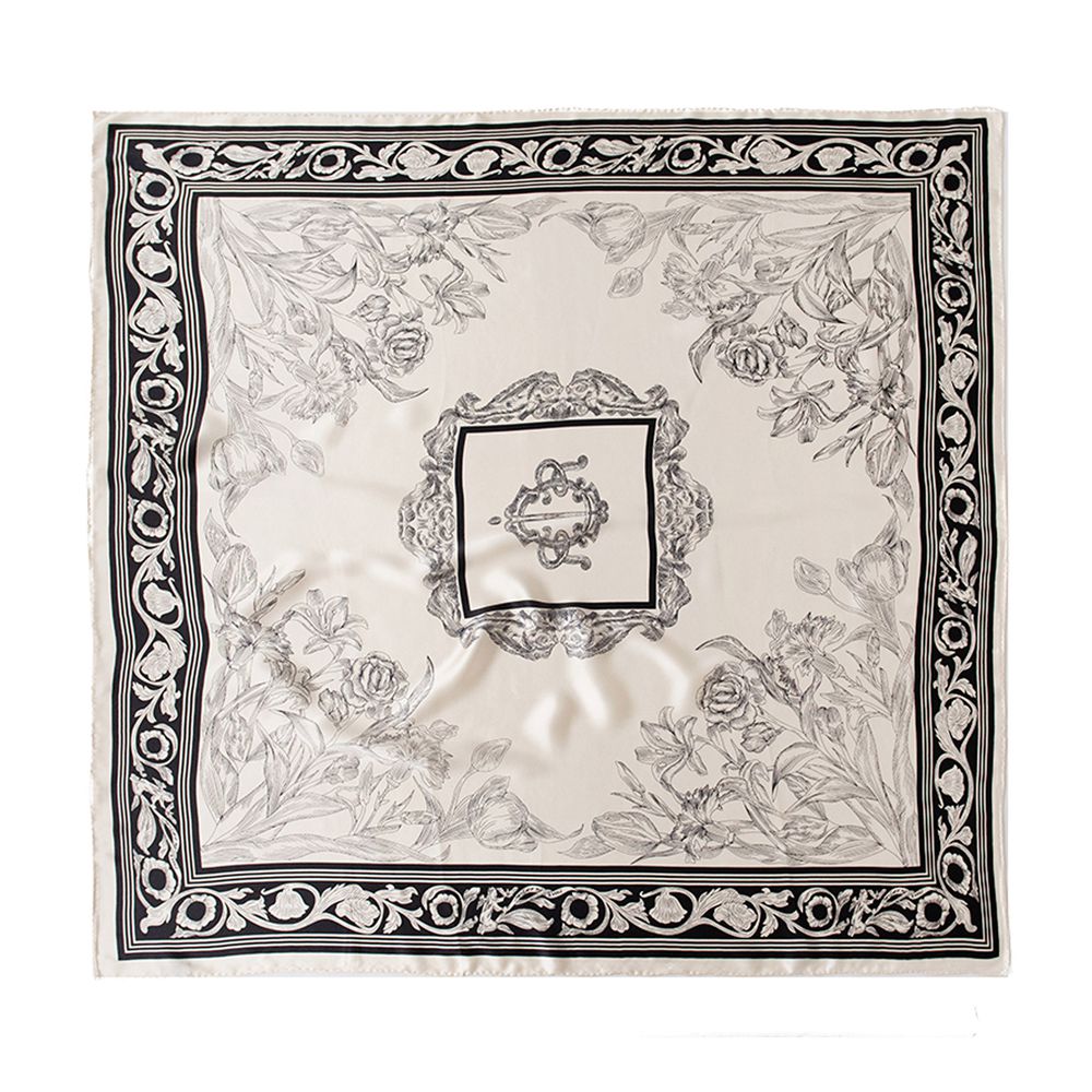 41" x 41" Classic Bloom Floral Paisley Butterfly Vintage Printed 100% Mulberry Silk Charmeuse Square Scarf