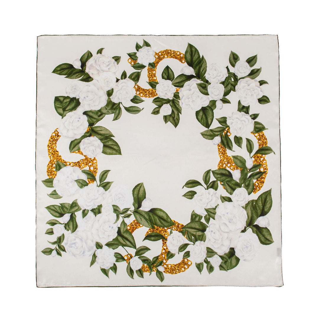 35" x 35" Floral Printed Large Silk Sqaure Scarf Women's Mulberry Silk Head Wrap