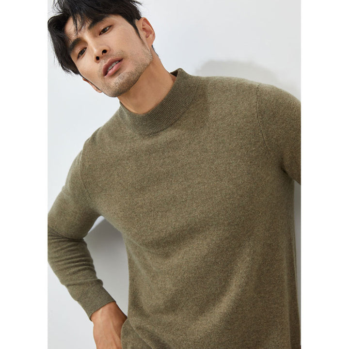 Men's Classic Mock Neck 100% Cashmere Pullover Sweater