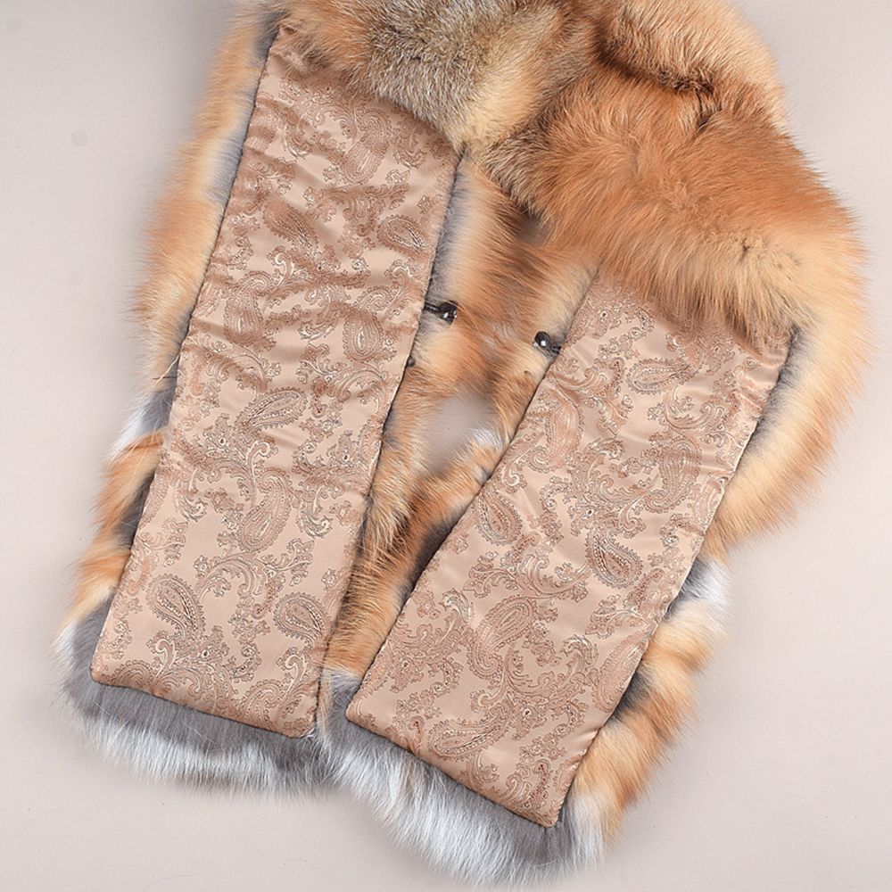 Women's Oversized Real Fox Fur Shawl Wrap Large Fur Collar Scarf with Pocket for Parties and Wedding