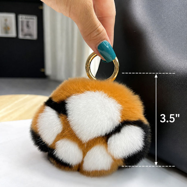 Luxury Real Rex Rabbit Fur Cat Paw Keychain Ultra-Plush Kitten Toe Beans Bag Charm Premium Car Key Ring Accessory