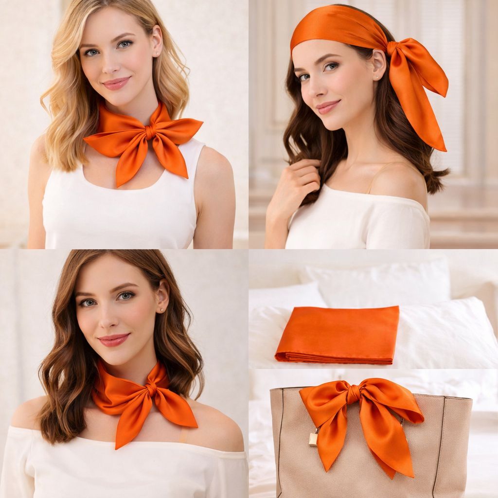 12"-35" Classic Solid Color 100% Mulberry Silk Square Scarves