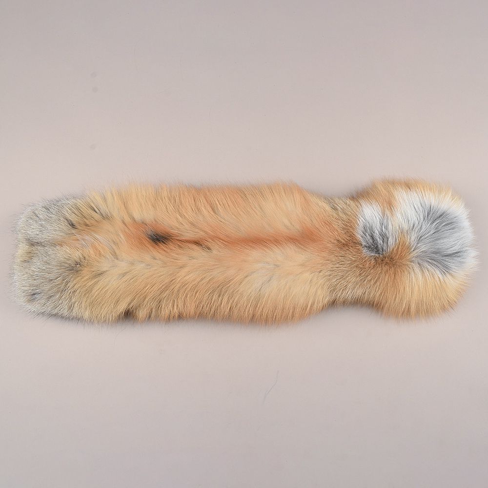Luxury Real Silver Fox Fur Scarf Collar Oversized Fluffy Natural Fur Neck Warmer Wrap for Women
