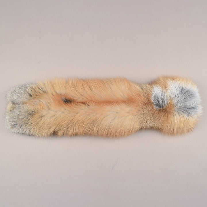 Luxury Real Silver Fox Fur Scarf Collar Oversized Fluffy Natural Fur Neck Warmer Wrap for Women