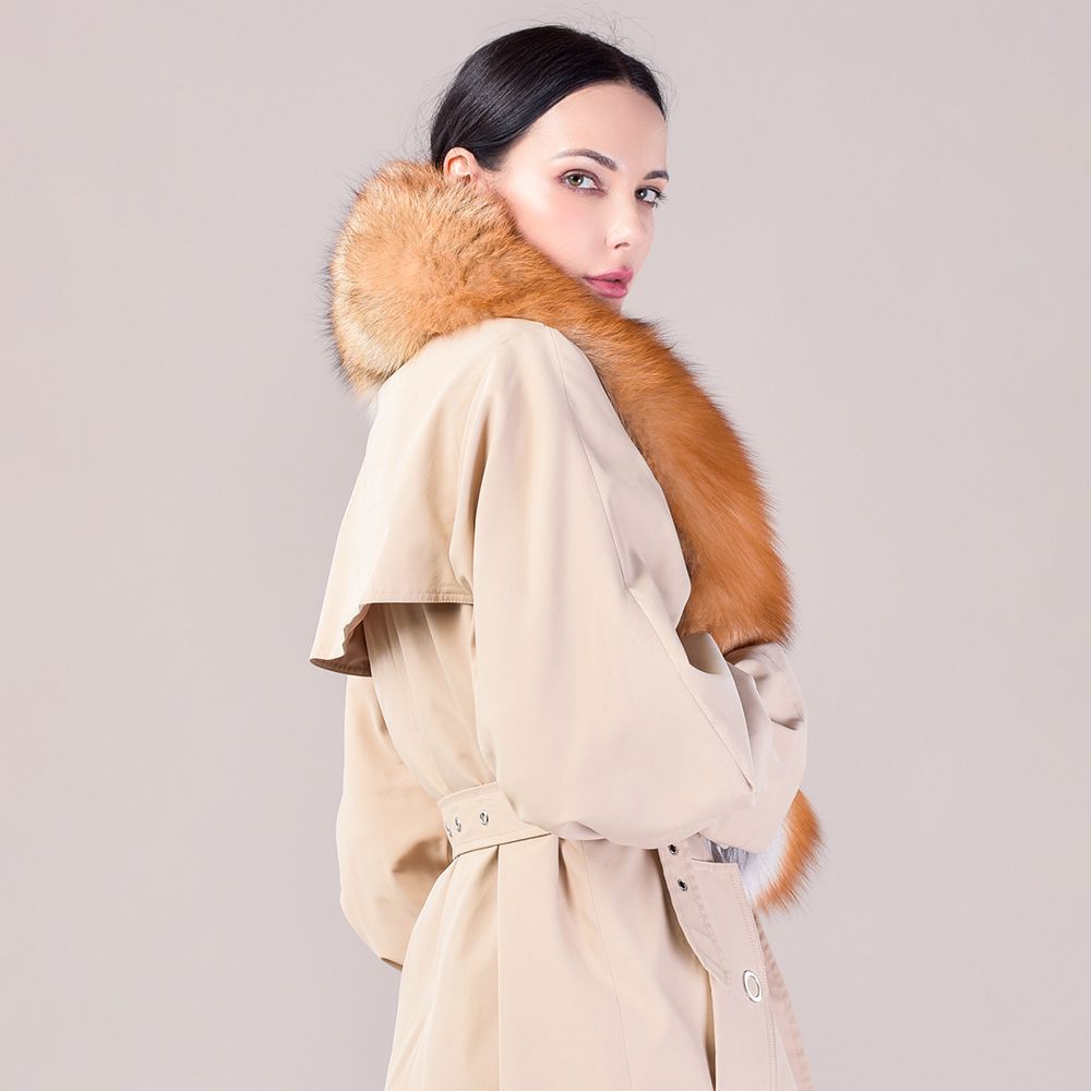 Women's Large Size Real Fox Fur Scarf Winter Luxury Warm Fur Collar