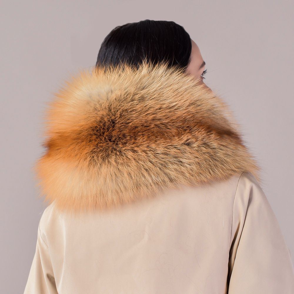 Luxury Real Silver Fox Fur Scarf Collar Oversized Fluffy Natural Fur Neck Warmer Wrap for Women