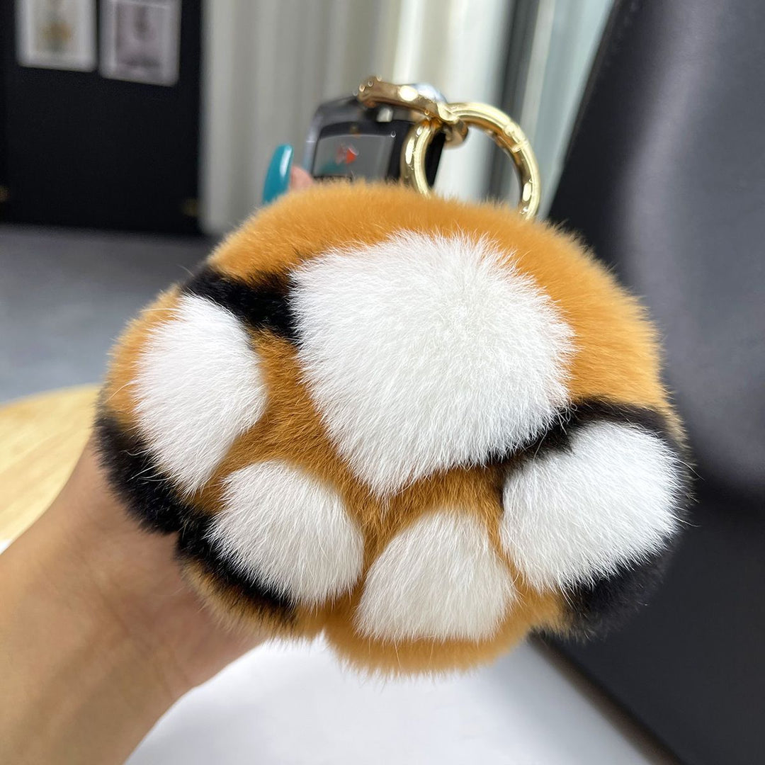 Luxury Real Rex Rabbit Fur Cat Paw Keychain Ultra-Plush Kitten Toe Beans Bag Charm Premium Car Key Ring Accessory