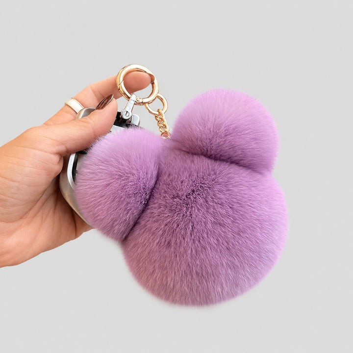 Real Rabbit Fur Bear Keychain Luxury Genuine Fur Pom Pom Bag Charm Key Ring Accessory