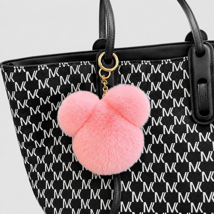 Real Rabbit Fur Bear Keychain Luxury Genuine Fur Pom Pom Bag Charm Key Ring Accessory