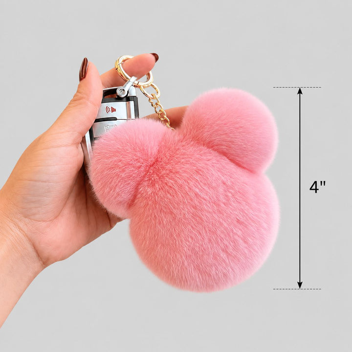 Real Rabbit Fur Bear Keychain Luxury Genuine Fur Pom Pom Bag Charm Key Ring Accessory