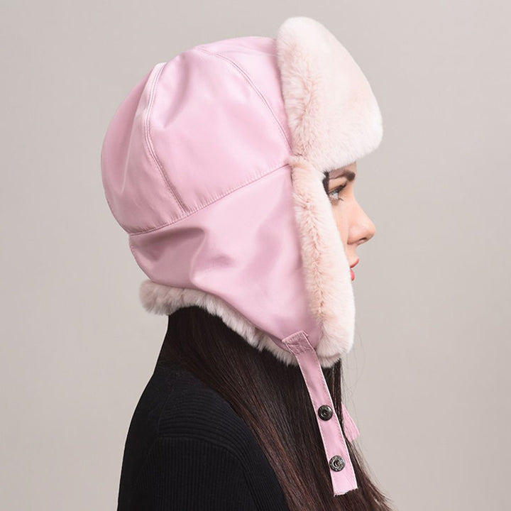 Minimalist Soft Rabbit Fur Trapper Hat for Women Winter Lightweight Warm Fur Hat with Ear Flaps