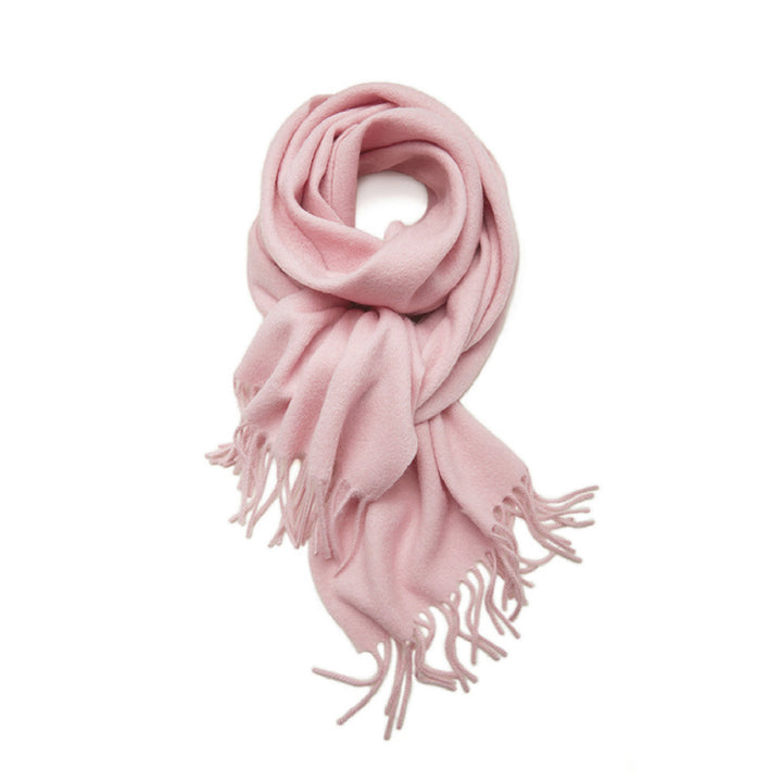 Basic Solid Color Long Cashmere Scarf with Tassels