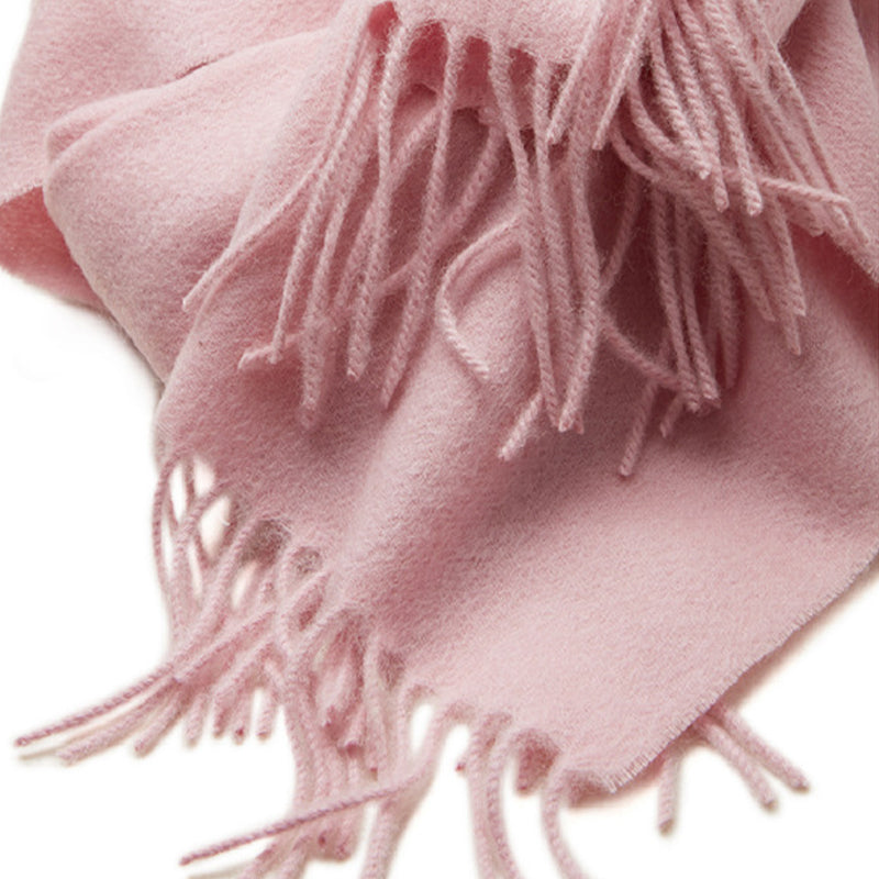 Basic Solid Color Long Cashmere Scarf with Tassels