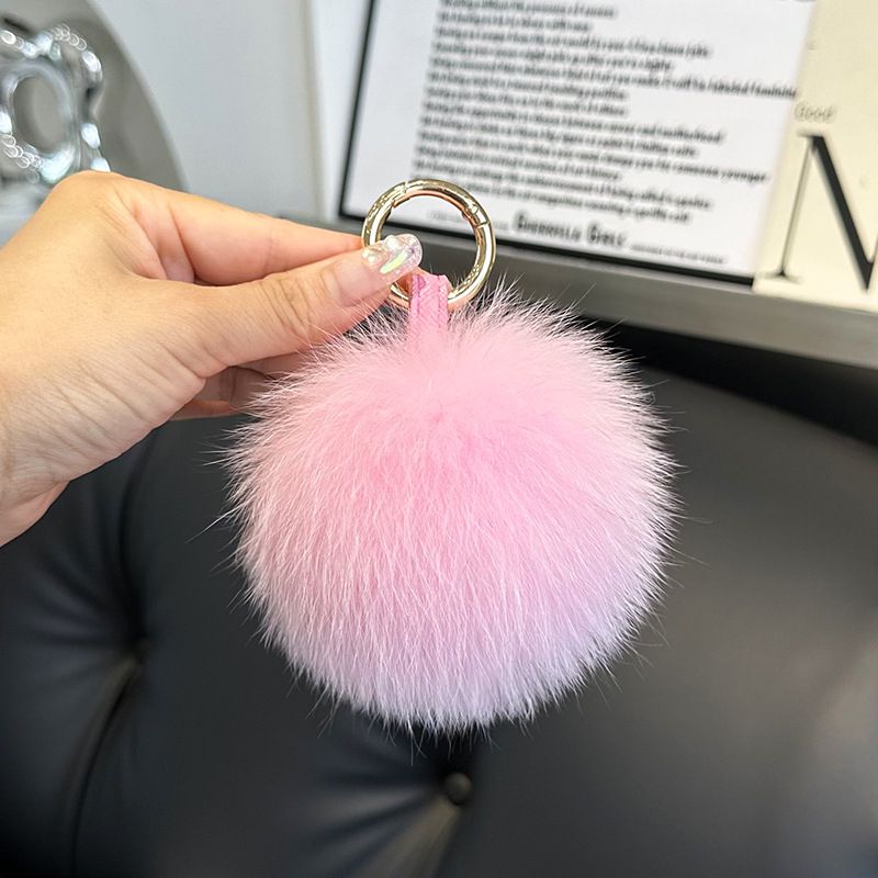 Genuine Fox Fur Pom-Pom Keychain Luxury Fluffy Fur Ball Bag Charm