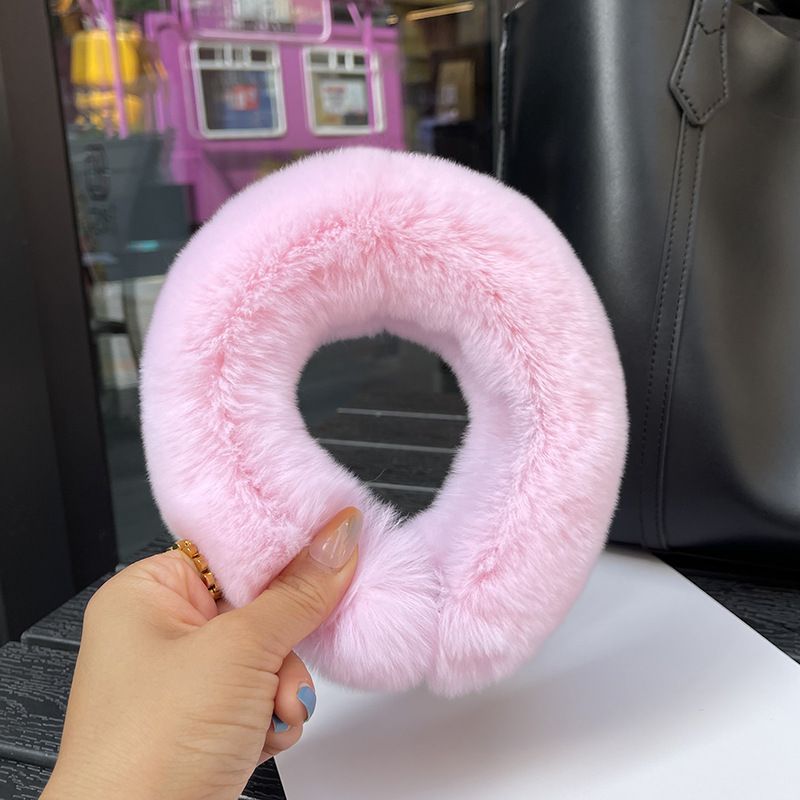 Real Rabbit Fur Headband Women's Soft Plush Leopard Print Hair Accessories