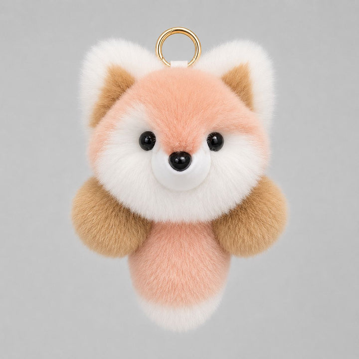 Cute Real Rabbit Fur Fox Keychain Fluffy Plush Furry Animal Bag Charm