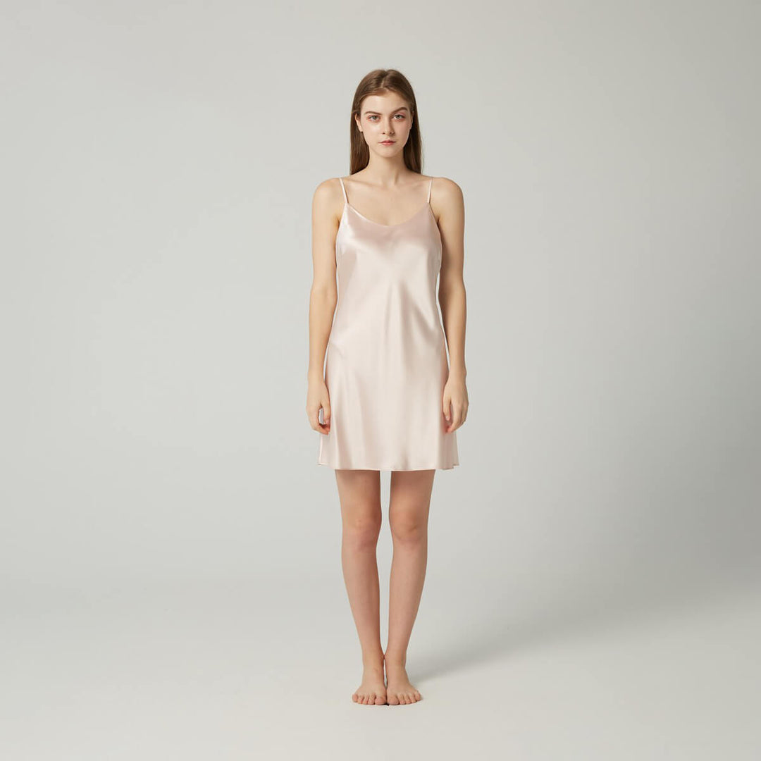 Double-Sided Silky Scoop Neckline Mulberry Silk Chemise for Women LSP005