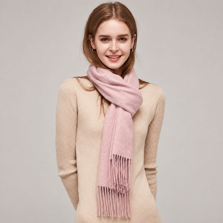 Classic Long Cashmere Scarf with Tassels