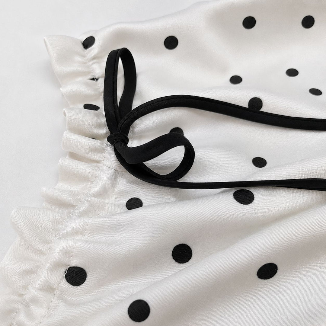 22 Momme Elegant White Polka Dot 100% Silk Camisole Set for Women