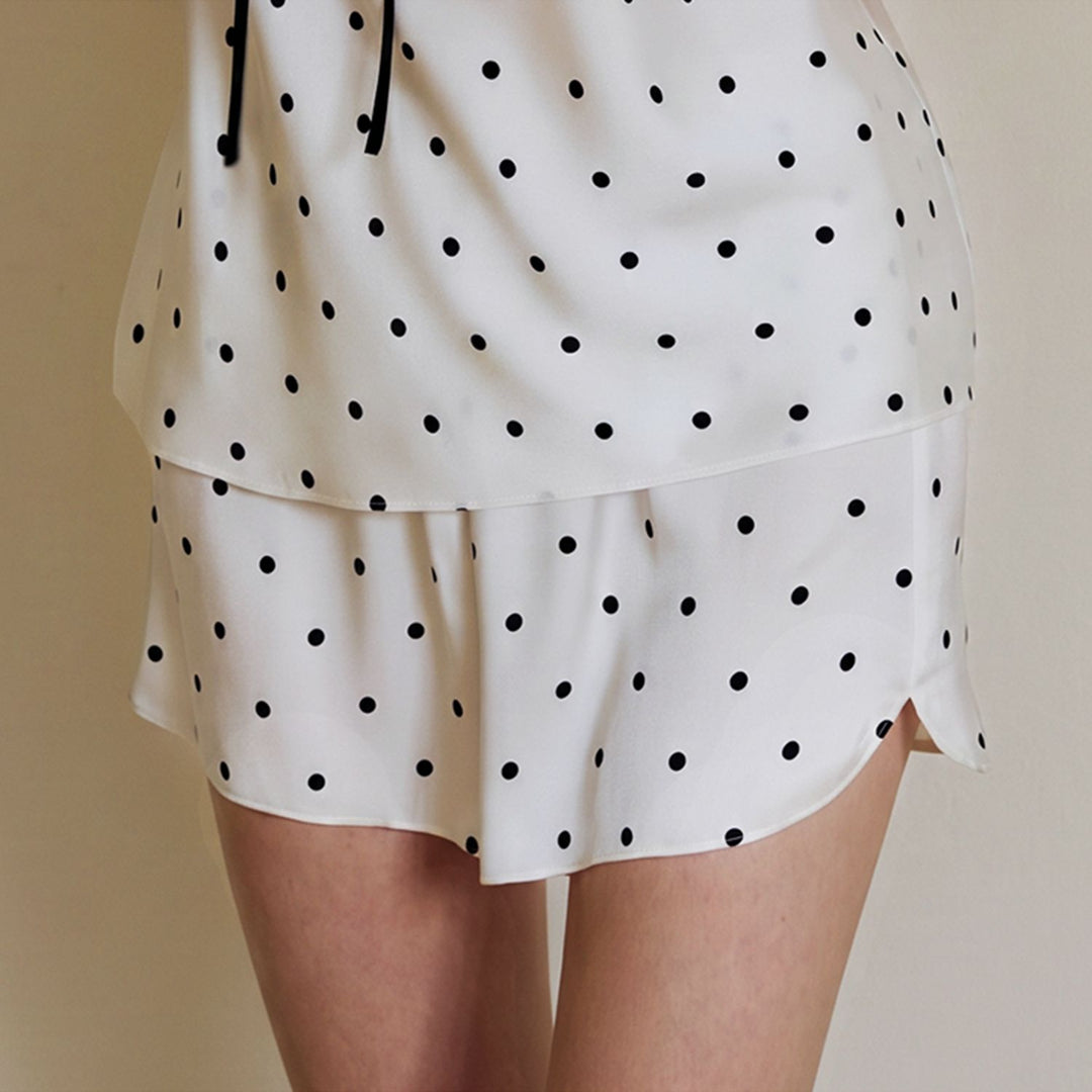 22 Momme Elegant White Polka Dot 100% Silk Camisole Set for Women
