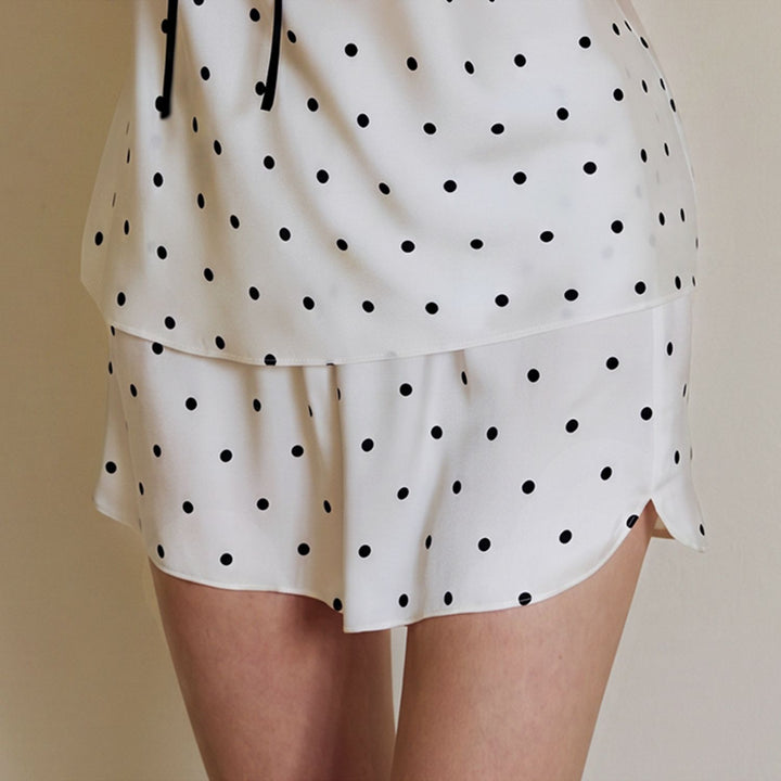 22 Momme Elegant White Polka Dot 100% Silk Camisole Set for Women