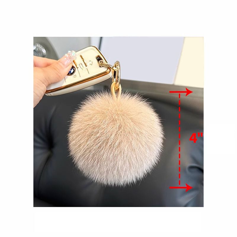 Genuine Fox Fur Pom-Pom Keychain Luxury Fluffy Fur Ball Bag Charm