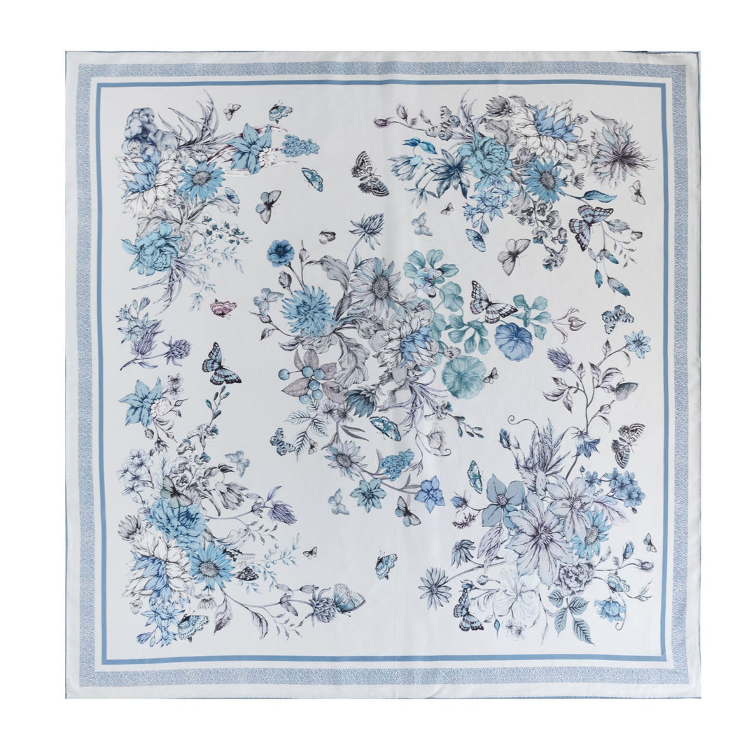 35" x 35" Floral Printed Large Silk Sqaure Scarf Women's Mulberry Silk Head Wrap