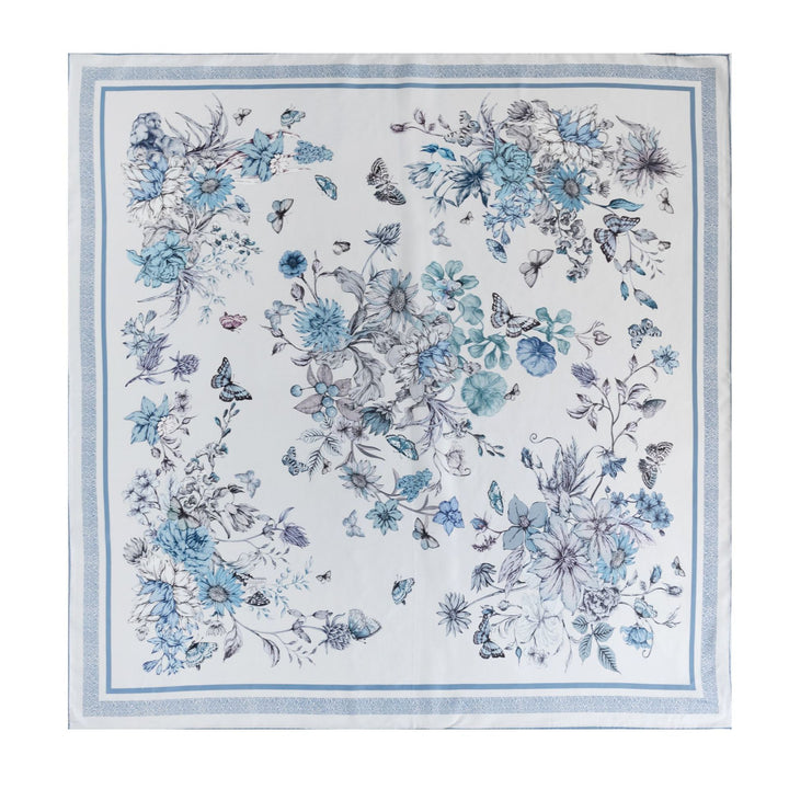 35" x 35" Floral Printed Large Silk Sqaure Scarf Women's Mulberry Silk Head Wrap