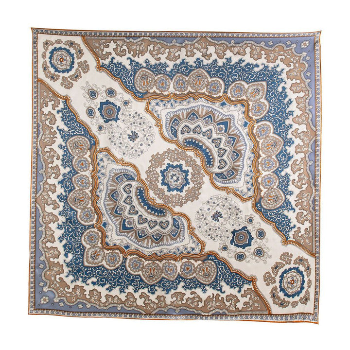 41" x 41" Classic Bloom Floral Paisley Butterfly Vintage Printed 100% Mulberry Silk Charmeuse Square Scarf