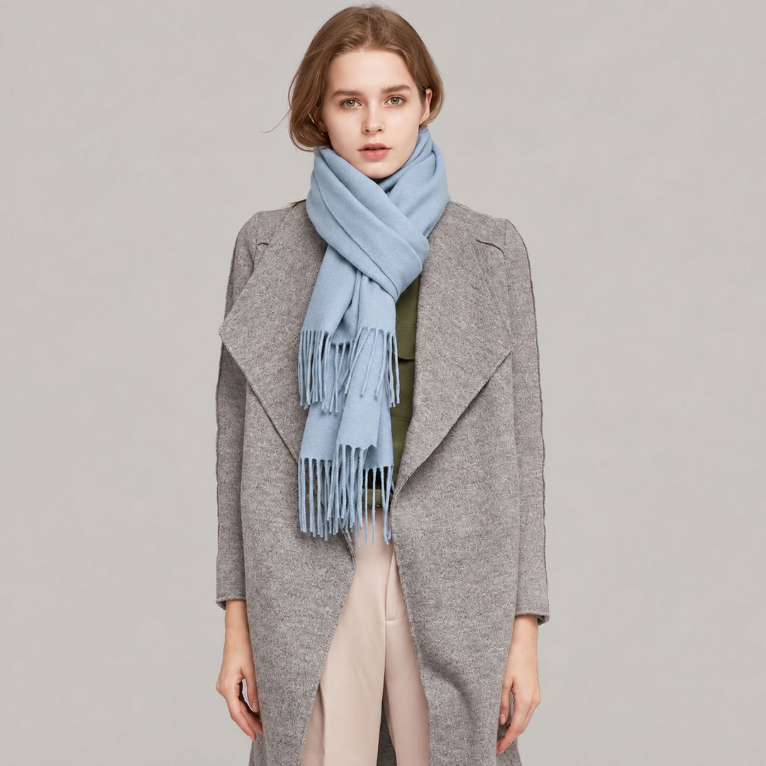 Classic Long Cashmere Scarf with Tassels
